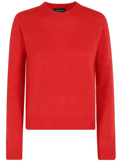 Roberto Collina Red Sweater In Cashmere And Silk Blend