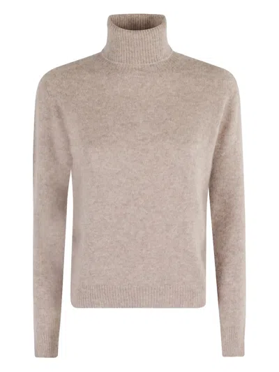Roberto Collina Wool-silk Blend Turtleneck Sweater In Neutral