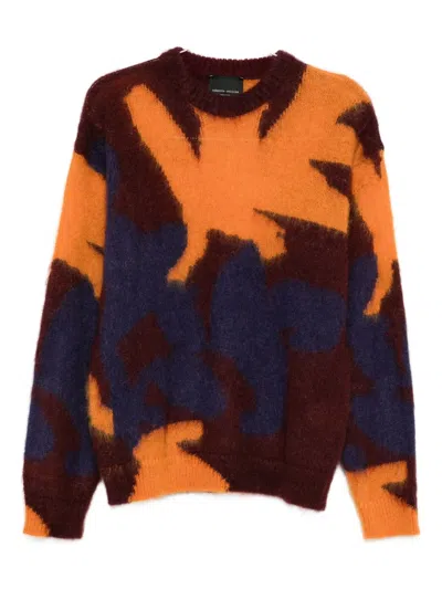 Roberto Collina Ikebana Inlay Crewneck Mohair Sweater Clothing In Multi
