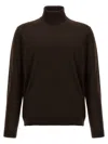 Roberto Collina Ribbed Turtleneck Sweater Long Sleeves In Brown