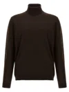 Roberto Collina Ribbed Turtleneck Sweater Long Sleeves In Brown