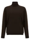 Roberto Collina Ribbed Turtleneck Sweater Long Sleeves In Brown
