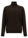 Roberto Collina Ribbed Turtleneck Sweater Long Sleeves In Brown