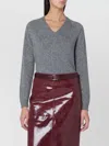 Roberto Collina Wool V-neck Sweater Long Sleeves In Gray
