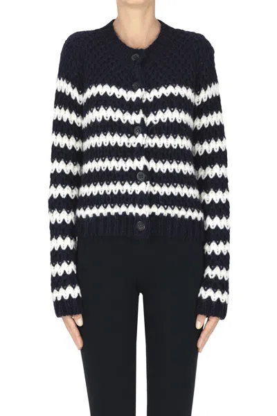 Roberto Collina Woven Knit Cardigan In Black