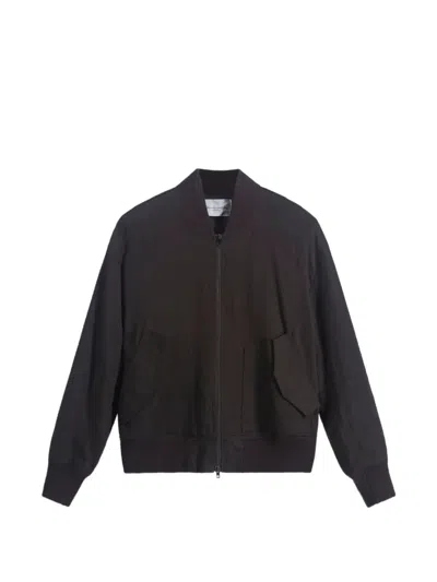 Roberto Collina Zip-up Bomber Jacket In Brown