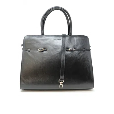 Roberto Del Carlo Alida Black Leather Bag In Grey