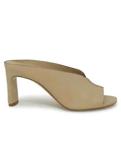 Roberto Del Carlo Beige Leather Sabot Sandals In Brown