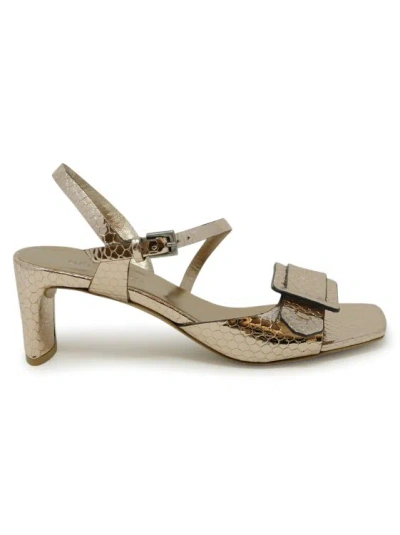 Roberto Del Carlo Bronze Leather Sandals In Gold