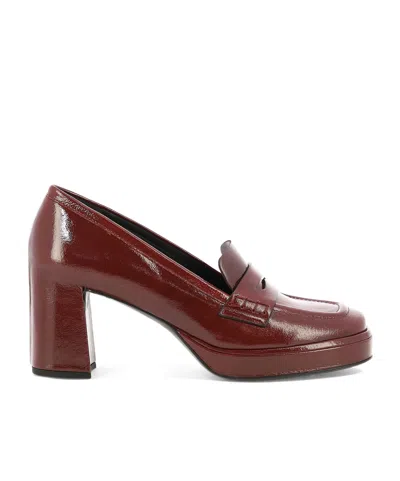 Roberto Del Carlo High-heeled Loafers In Red