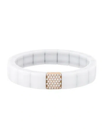 Pre-owned Roberto Demeglio 18k Diamond & Ceramic Bead Bracelet, 7" In Multicolor