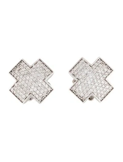 Pre-owned Roberto Demeglio 18k Diamond Cross Stud Earrings In Multicolor