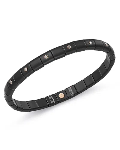 Roberto Demeglio 18k Rose Gold & Matte Black Ceramic Pura Bracelet With Alternating Champagne Diamond Bezels In White/black