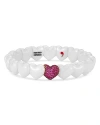 Roberto Demeglio 18k Rose Gold Heart Ruby & White Ceramic Stretch Bracelet In Pink/white