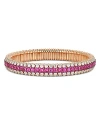 ROBERTO DEMEGLIO 18K ROSE GOLD RUBY & DIAMOND THREE ROW STRETCH BRACELET