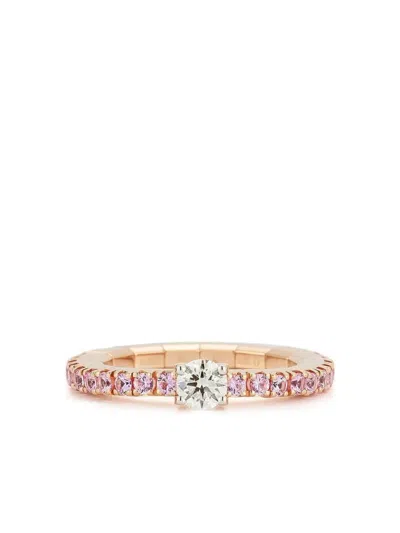 Roberto Demeglio 18k Rose Gold Stretch Diamond And Sapphire Ring In Pink