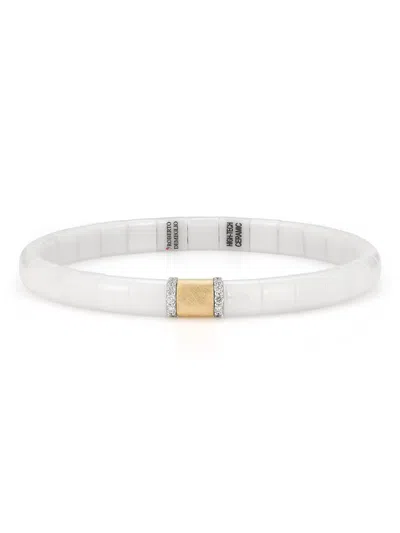 ROBERTO DEMEGLIO 18K WHITE AND YELLOW GOLD CERAMIC PURA DIAMOND BRACELET