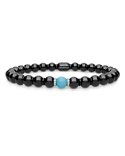 Roberto Demeglio Women's Ceramic, 18k White Gold, Turquoise & 0.13 Tcw Diamond Beaded Stretch Bracelet In Black Gold