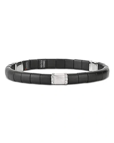 Roberto Demeglio Women's 18k White Gold, Black Ceramic & 0.43 Tcw Diamond Stretch Bar Bracelet