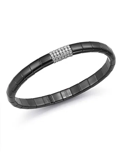 Roberto Demeglio 18k White Gold & Black Ceramic Pura Stretch Bracelet In White/black