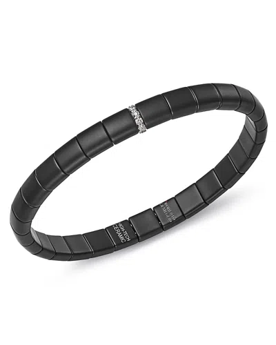 ROBERTO DEMEGLIO 18K WHITE GOLD & MATTE BLACK CERAMIC PURA STRETCH BRACELET WITH DIAMONDS,PU4N7DBOBS