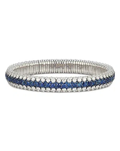 Roberto Demeglio 18k White Gold Blue Sapphire & Diamond Three Row Stretch Bracelet