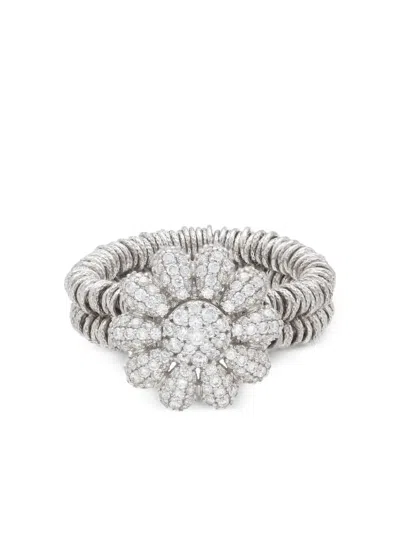 Roberto Demeglio 18k White Gold Diamond Daisy Ring In Silver