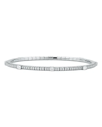 Roberto Demeglio 18k White Gold Extensible By Demeglio Diamond Mixed Cut Stretch Bracelet In Silver