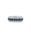 Roberto Demeglio 18k White Gold Giotto Sapphire & Diamond Multirow Stretch Ring In White