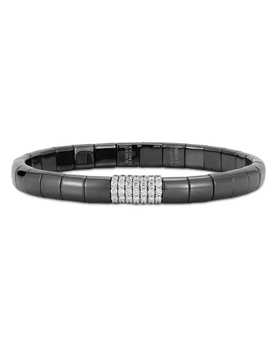 Roberto Demeglio 18k White Gold Pura Diamond & Ceramic Link Stretch Bracelet In Black