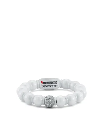 Roberto Demeglio 18k White Gold Sfera Diamond Ring In Silver