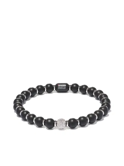 Roberto Demeglio 18kt White Gold, Diamond And Black Ceramic Sfera Bracelet In Silver
