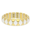 Roberto Demeglio Aura Black Ceramic Patterned Slip On Statement Bracelet In White/gold
