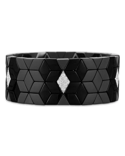 Roberto Demeglio Black Ceramic Cube Diamond Station Bracelet, 0.6 Tcw