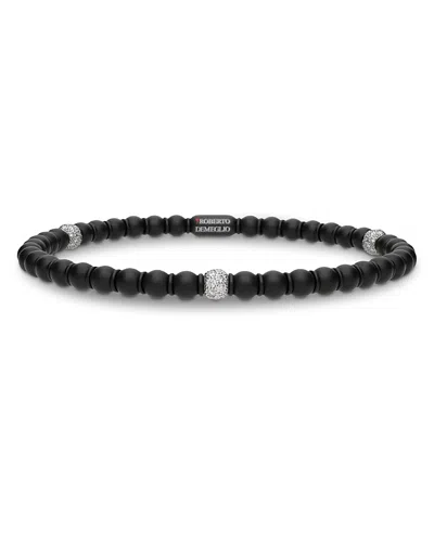 Roberto Demeglio Black Ceramic Diamond Bead Bracelet, 0.42 Tcw