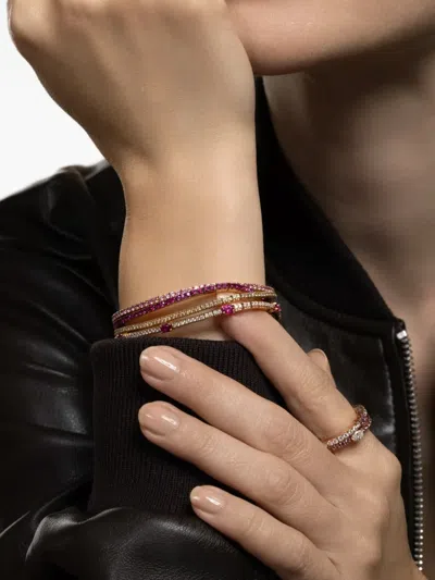 Roberto Demeglio Diamond Ruby Stretch Bracelet In Gold