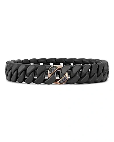 Roberto Demeglio Men's 18k Rose Gold Black Diamond Black Ceramic Groumette Link Bracelet