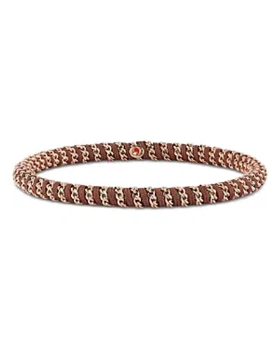 Roberto Demeglio Men's 18k Rose Gold Gio Brown Nautical Cord Stretch Bracelet In Black