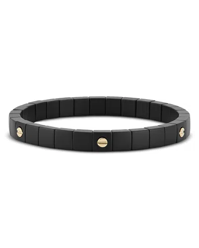 Roberto Demeglio Men's 18k Yellow Gold & Black Ceramic Demeglio Contrasting Screw Matte Black Stretch Bracelet