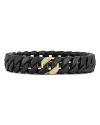 Roberto Demeglio Men's 18k Yellow Gold Black Ceramic Groumette Link Bracelet In Black/gold