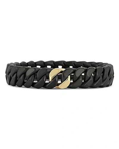 Roberto Demeglio Men's 18k Yellow Gold Black Ceramic Groumette Link Bracelet In Black/gold