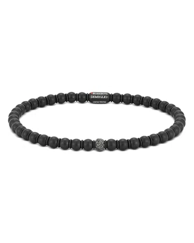 Roberto Demeglio 18k White Gold Sfera Black Diamond Small Stretch Bracelet