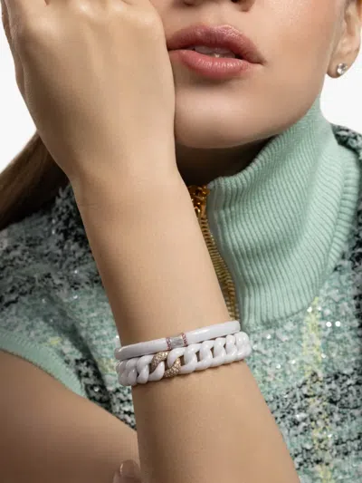 Roberto Demeglio Pink Sapphire Stretch Bracelet In White