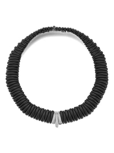 Roberto Demeglio Small 18k White Gold Three Station Necklace In Black