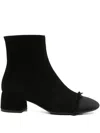 Roberto Festa 40mm Frayed-detail Block-heel Ankle Boots In Black