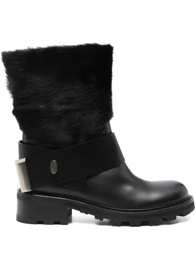 Roberto Festa 40mm Fur-trimmed Ankle Boots In Black