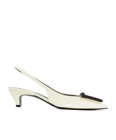 Roberto Festa Dorien Bone White Leather Slingback In Beige