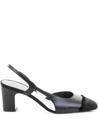 Roberto Festa Lurex Fabric Slingback Pumps In Black