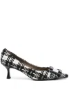 Roberto Festa Pointed-toe Pumps With Rhinestone Detailing In Tweed In White