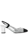 Roberto Festa Shirley Pumps In Silver Leather And Fabric In Silver